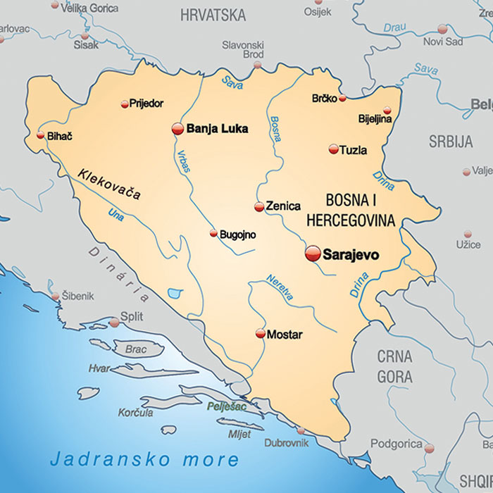 Mapa Bośni i Hercegowiny