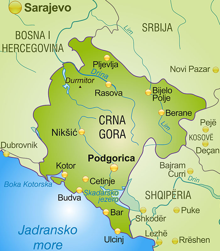 Mapa Czarnogóry