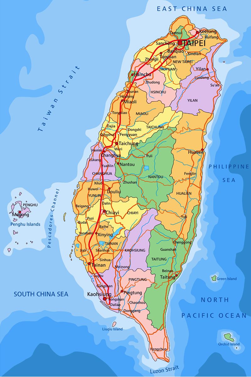 Mapa Tajwanu