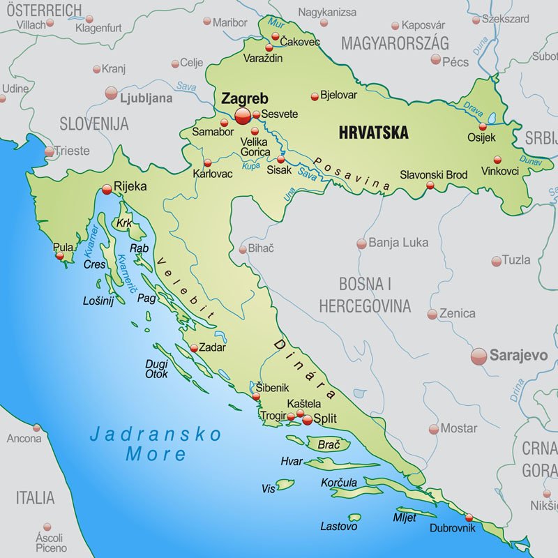 Mapa Chorwacji