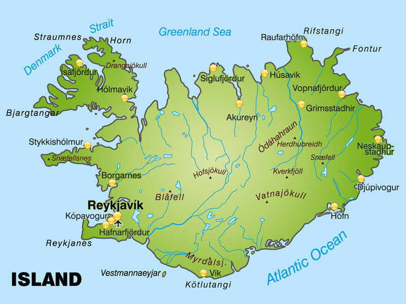 Mapa Islandii