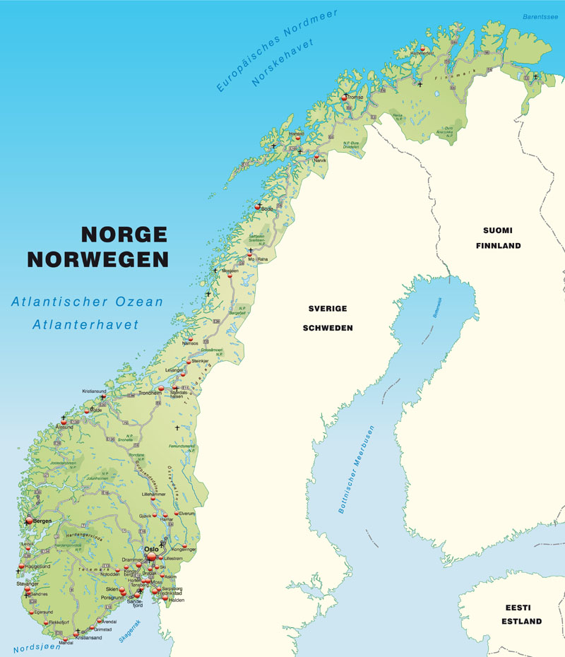 Mapa Norwegii